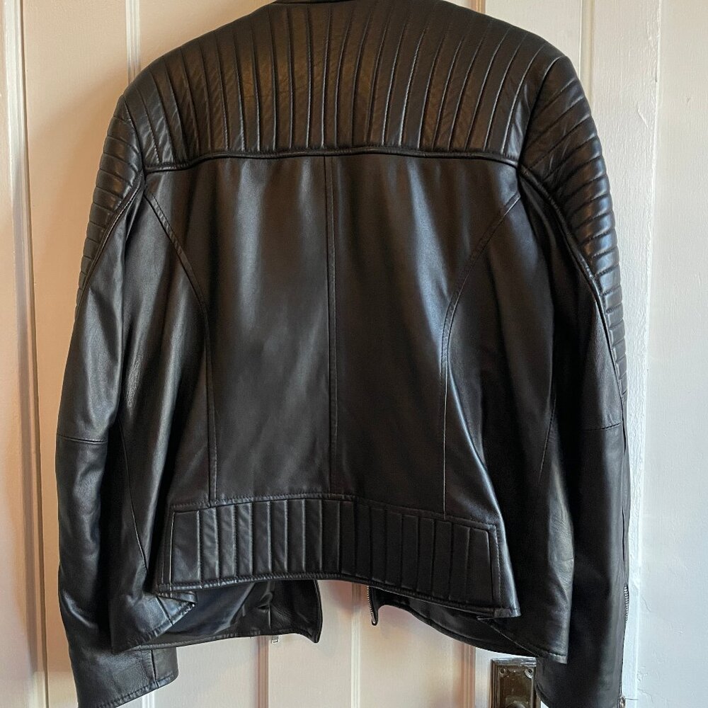 Real Italian leather black moto zip jacket size XL-XXL - Picture 2 of 11